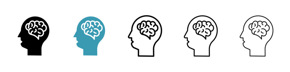 Human head with the brain vector icon logo or illustration