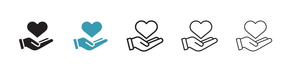 Heart in hand vector icon logo or illustration