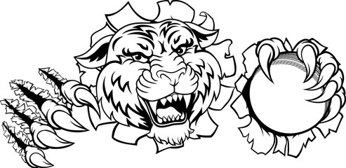 Obraz premium A tiger with a cricket ball animal sports team mascot