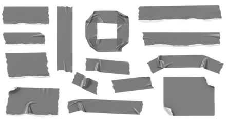 Adhesive tape pieces scattered on black