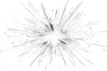 Obraz premium Abstract grayscale explosion; radiating lines and particles