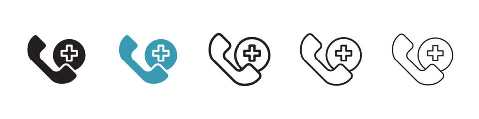 Ambulance call vector icon logo or illustration