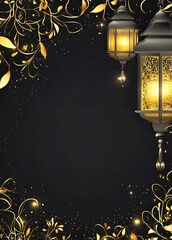 A black and golden color Ramadan background