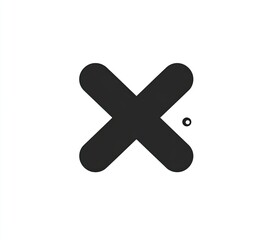 Obraz premium A stylized 'X' with rounded ends and a small dot. Simple, bold design