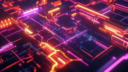 Fototapeta premium abstract neon circuit board technology background