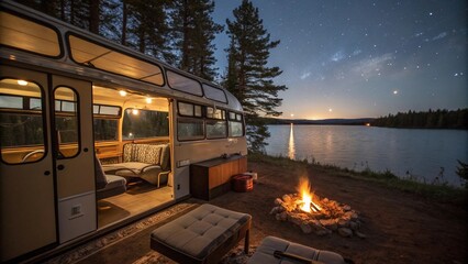 A captivating night view of the city as a train speeds through some of its illuminated structures