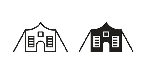Military tent icons. Vector isolated elements concept