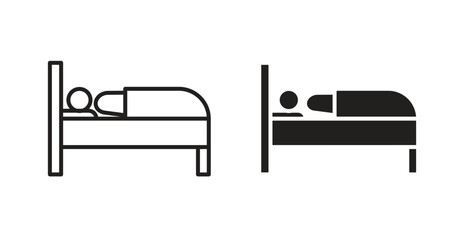Laying in bed icons. Vector isolated elements concept