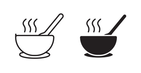 Japanese soup bowl icons. Vector isolated elements concept