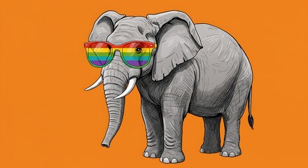 Rainbow Spectacles: An Elephant's Pride AI Generated