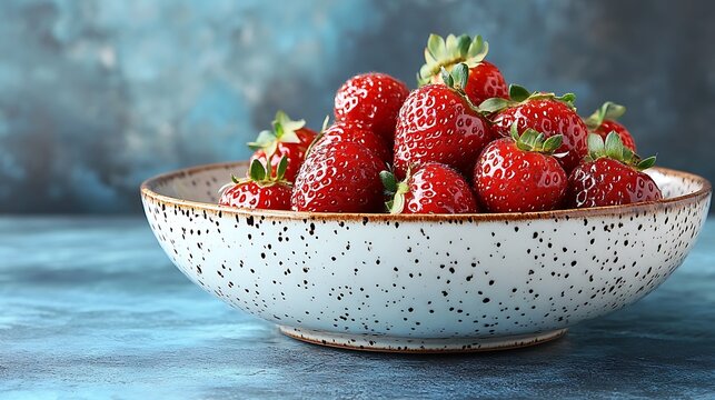 Fresh, ripe strawberries in a speckled bowl - Powered by Adobe