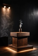 A vintage smokestack model sits prominently on a rustic wooden table, surrounded by scattered blueprints and tools, evoking a sense of industrial nostalgia.