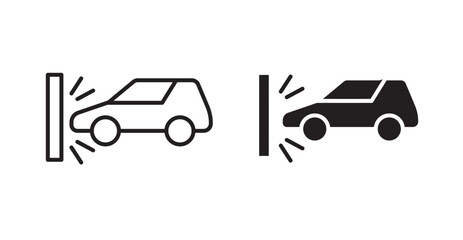 Naklejka premium Frontal crash icons. Vector isolated elements concept