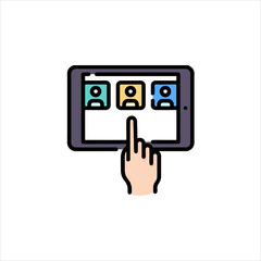 hand pushing a button