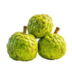 Custard apples stacked together on transparent background