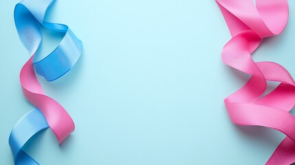 Pink blue ribbons pastel background.