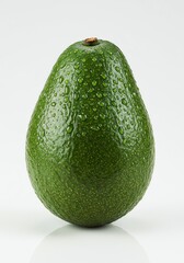 Fresh Avocado Covered in Water Droplets on White Background
