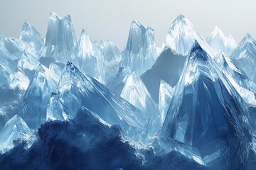 Obraz premium Stunning ice mountains reflecting sunlight in a remote frozen landscape during the winter season