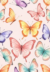 Pastel Flutter: Watercolor Butterfly Dance AI Generated