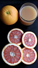 Fresh Grapefruit Slices and Juice Healthy Breakfast