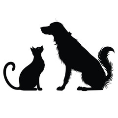  Cats And Dogs Sitting Silhouette Vector EPS 
