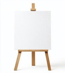 Simple, Minimalist Wooden Easel with Blank White Canvas Ready for Artistic Expression