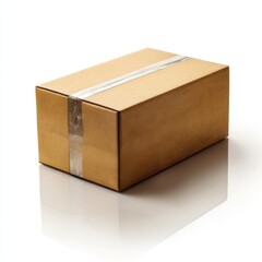 Cardboard box sealed with tape isolated on white background