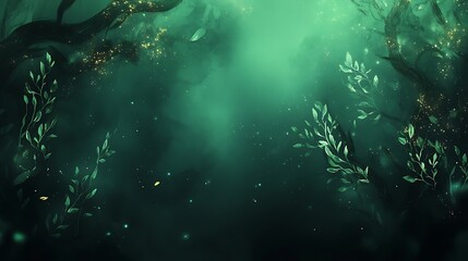 Obraz premium Mystical Green Forest with Glowing Leaves.