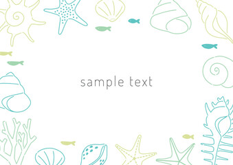 貝殻とヒトデのフレーム素材