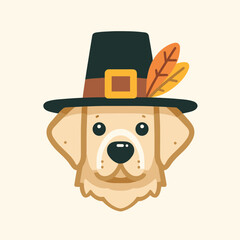 Labrador Retriever Dog wear pilgrim hat thanksgiving silhouette Autumnal canine celebrates with grateful shadow.