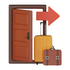 3D Rrender, Hotel Depicting Check Out at Modern Reception Lobby. Icon illustration