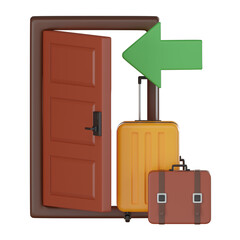 3D Rrender, Hotel Check In Representing Travel and Hospitality. Icon illustration