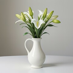 Lily flower vase on a white background.