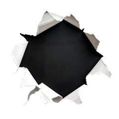 Black ripped paper torn edges on transparent background png