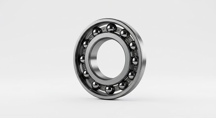 Close-up of a Metal Ball Bearing on a White Background