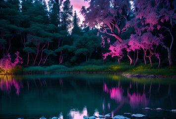 Beautiful mountain landscape trees and beautiful view,in good quality, generative ai