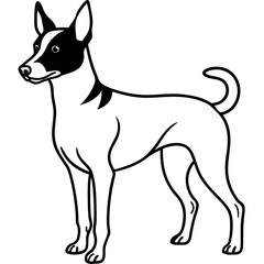 Minimal Basenji Dog Vector on White