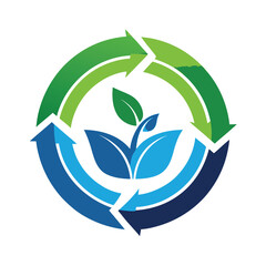 Modern logo representing the principles of circular economy, showcasing sustainability and environmental technology through a clean design with green and blue elements