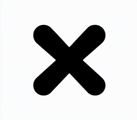 Fototapeta premium Bold black X symbol on white background. Simple, clear design
