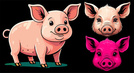 pink pig vector.eps