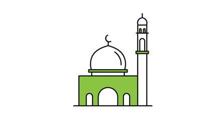 Simple Outline of a Green Mosque Structure