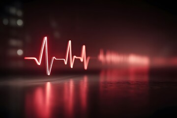 Red Glowing Heartbeat Line Graphic Abstract Background