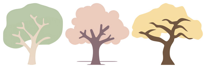 Obraz premium PNG Colorful abstract tree illustrations, element set on transparent background