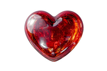 Heart-Shaped Red Object with Reflective Surface and Glossy Texture