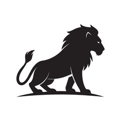 Crouching Lion Hunting Silhouette Vector