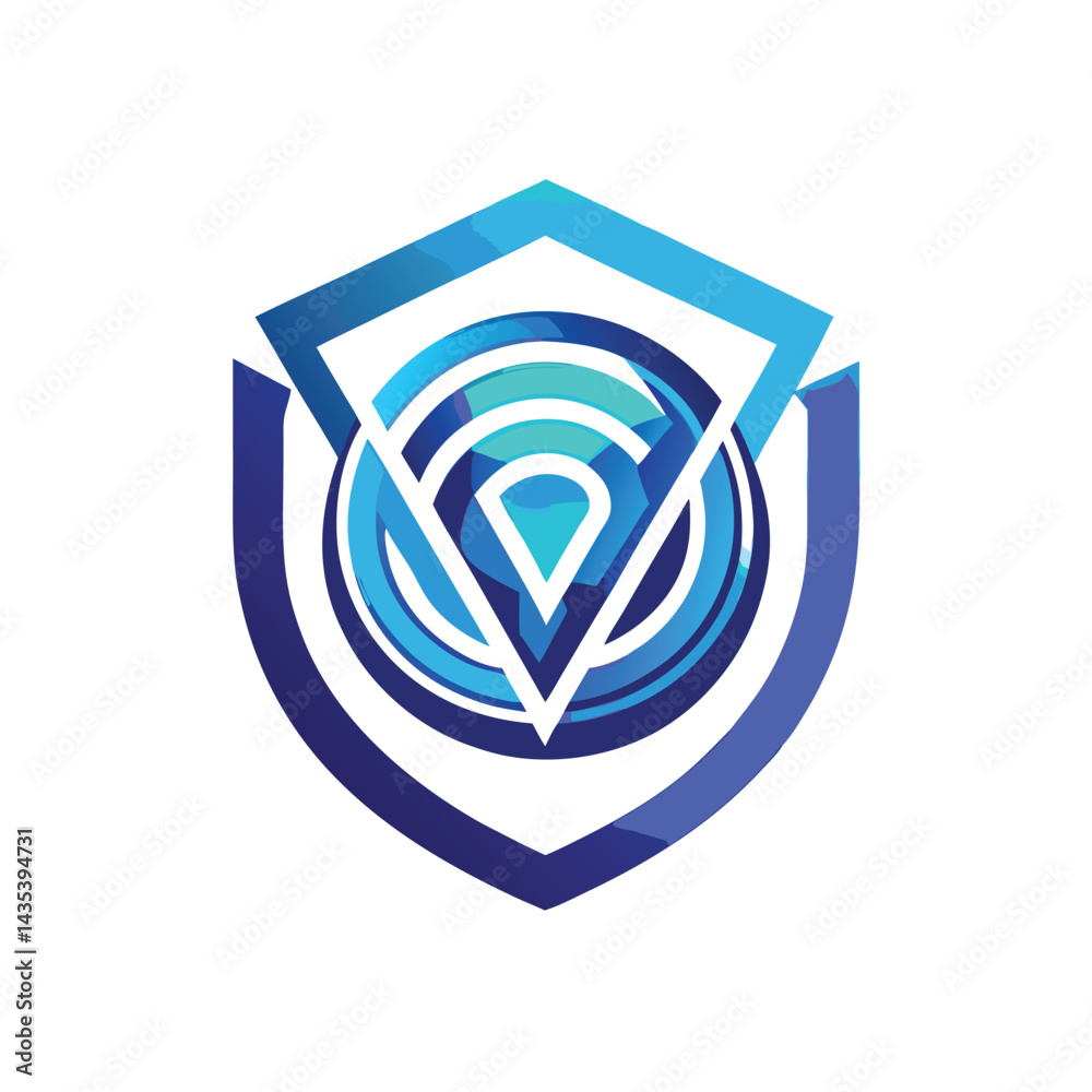 Poster modern vector logo design featuring a distinctive biometric authentication symbol emphasizing securi