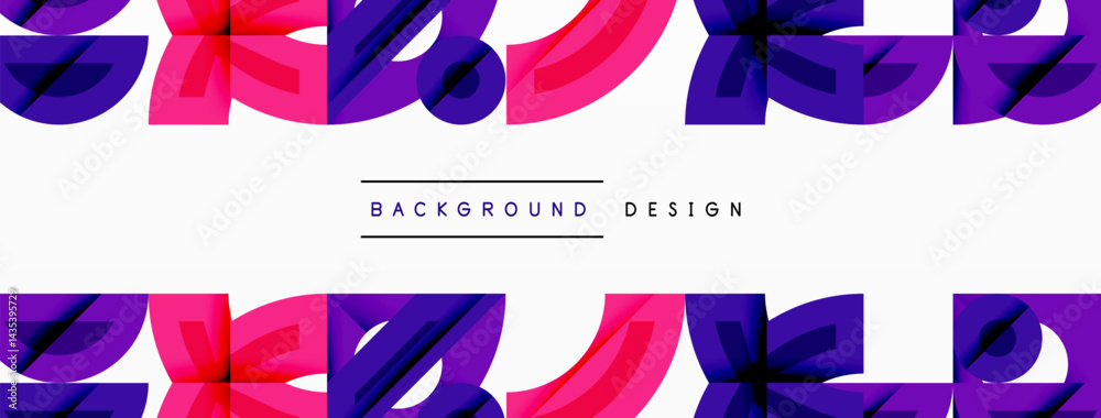 Poster abstract pink, purple shapes repeat. modern design element for backgrounds, patterns, digital art pr
