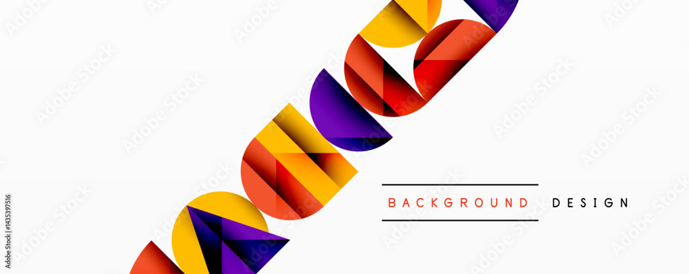 Poster Abstract geometric shapes, vibrant colors, dynamic composition. Modern design element for backgrounds, presentations. Clean, minimalist aesthetic.