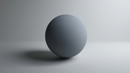 A gray sphere with a shadow cast on a gray background.