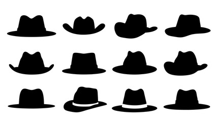 set of hat cap silhouette vector on tranparent background